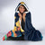 Polynesian Hibiscus Flower Waves Pattern Hooded Blanket