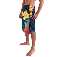 Polynesian Hibiscus Flower Waves Pattern Lavalava