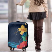 Polynesian Hibiscus Flower Waves Pattern Luggage Cover