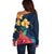 Polynesian Hibiscus Flower Waves Pattern Off Shoulder Sweater