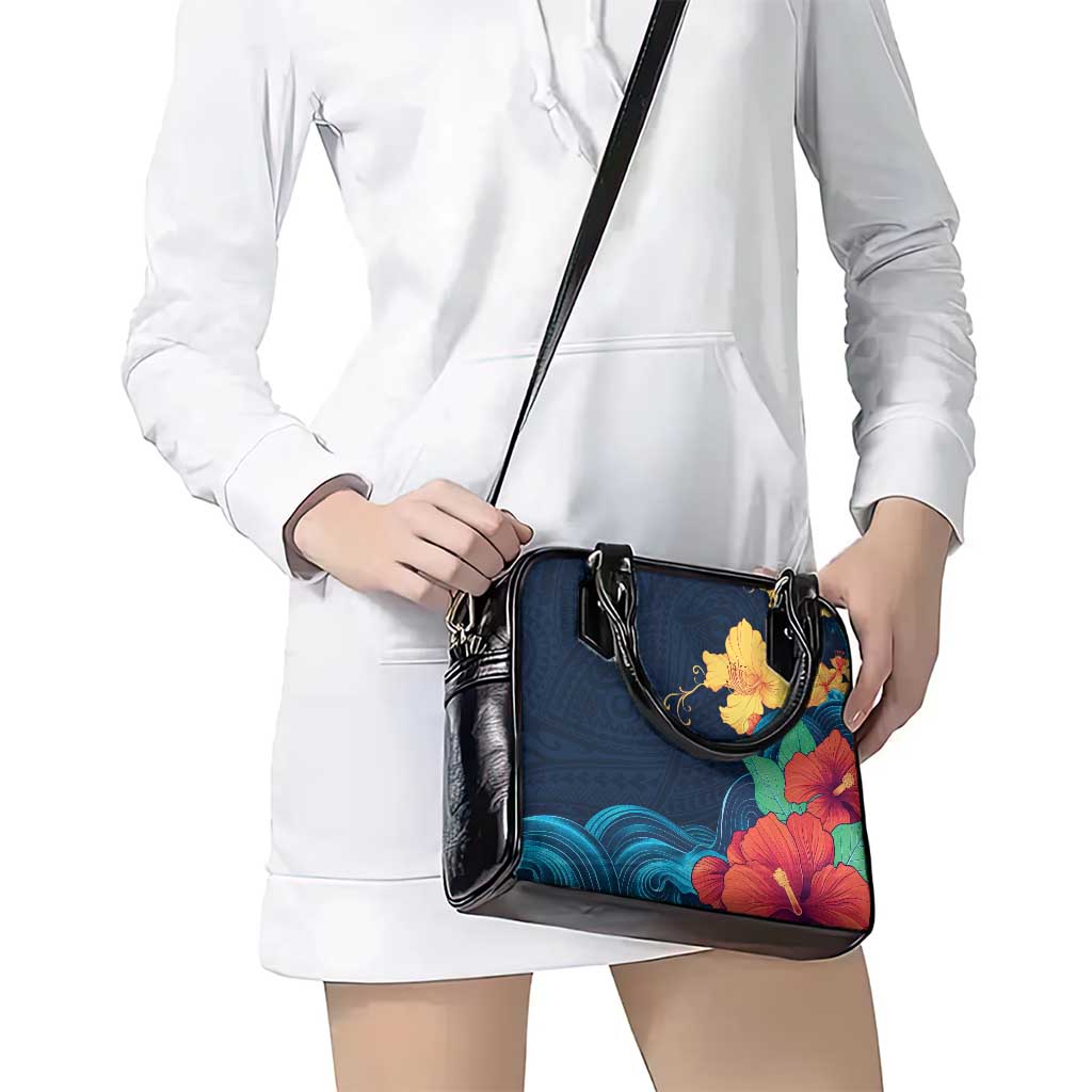 Polynesian Hibiscus Flower Waves Pattern Shoulder Handbag LT9 - Polynesian Pride