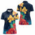 Polynesian Hibiscus Flower Waves Pattern Women Polo Shirt