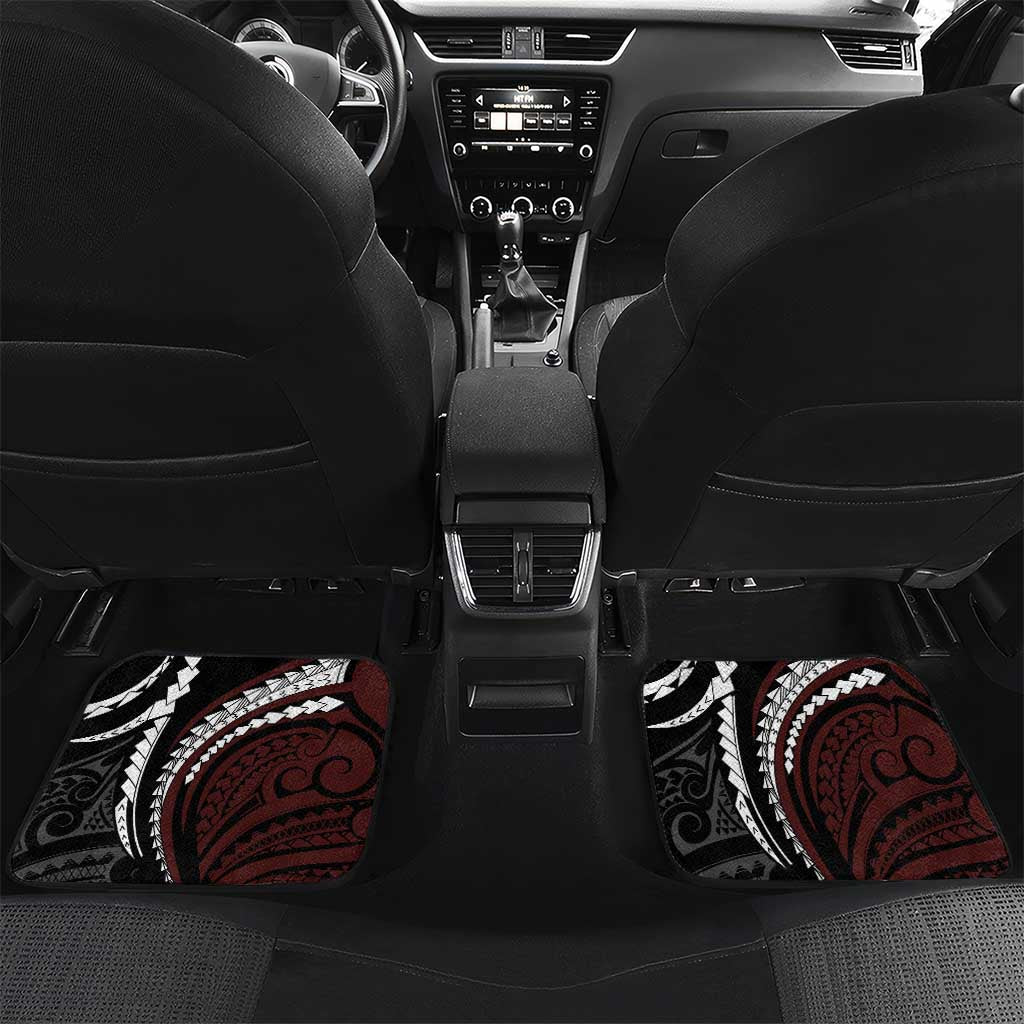 Polynesian Oxblood Line Art Tribal Tattoo Car Mats
