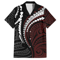Polynesian Oxblood Line Art Tribal Tattoo Family Matching Off Shoulder Maxi Dress and Hawaiian Shirt LT9 Dad's Shirt - Short Sleeve Beige - Polynesian Pride