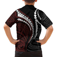 Polynesian Oxblood Line Art Tribal Tattoo Family Matching Short Sleeve Bodycon Dress and Hawaiian Shirt LT9 - Polynesian Pride