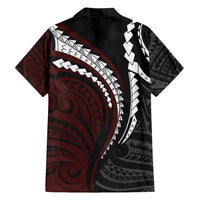Polynesian Oxblood Line Art Tribal Tattoo Family Matching Short Sleeve Bodycon Dress and Hawaiian Shirt LT9 - Polynesian Pride