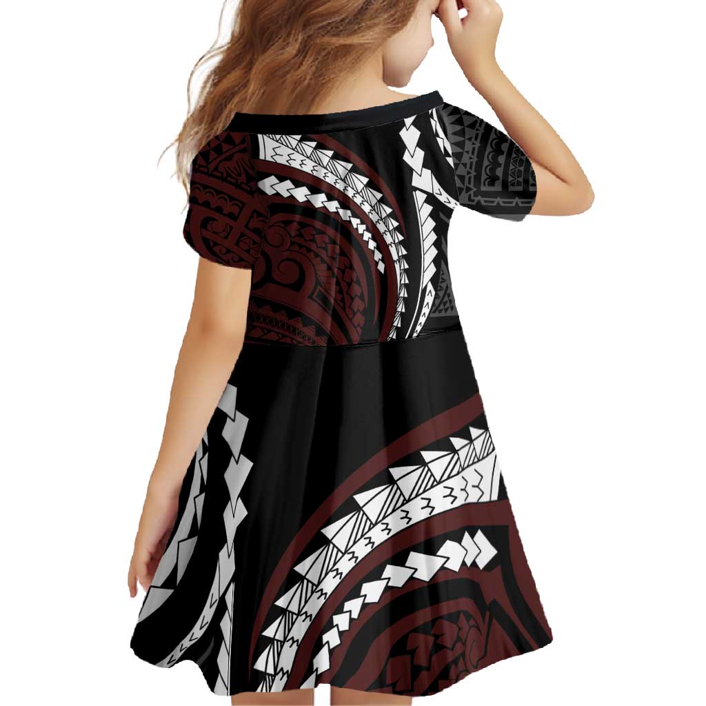 Polynesian Oxblood Line Art Tribal Tattoo Family Matching Summer Maxi Dress and Hawaiian Shirt LT9 - Polynesian Pride