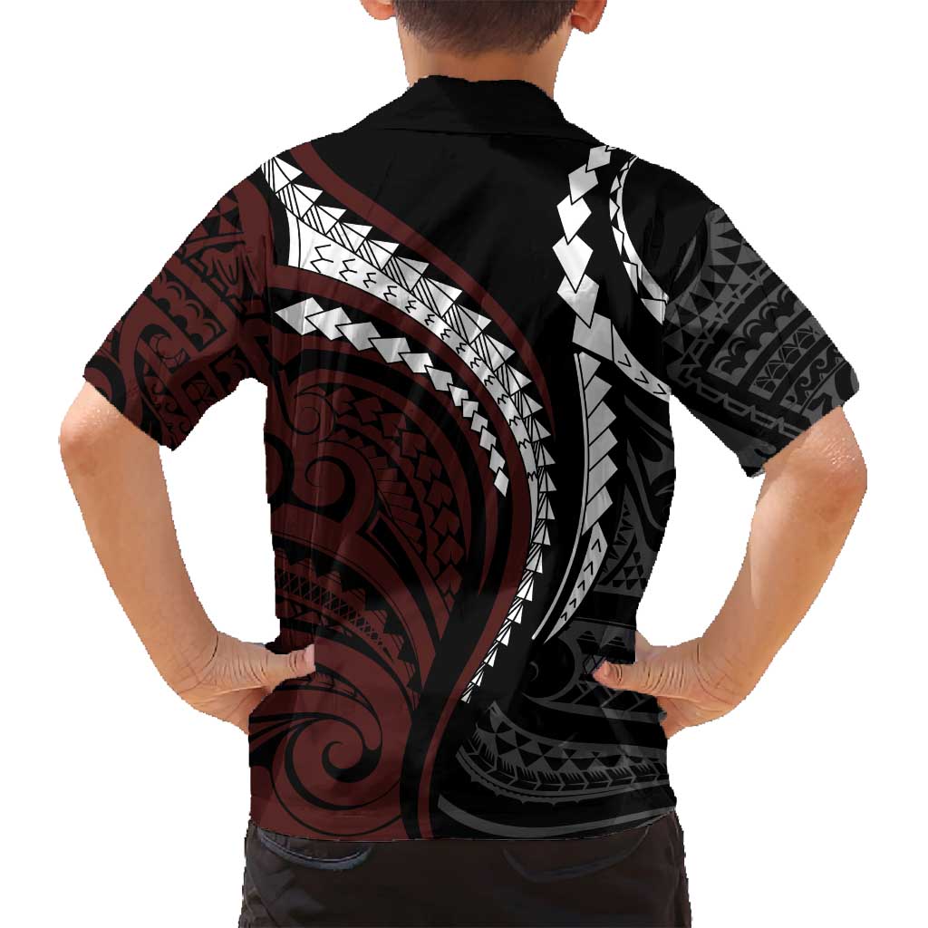 Polynesian Oxblood Line Art Tribal Tattoo Family Matching Tank Maxi Dress and Hawaiian Shirt LT9 - Polynesian Pride