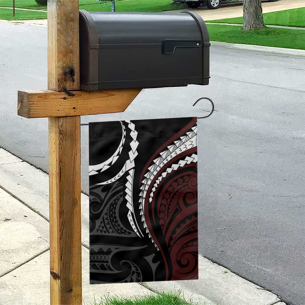 Polynesian Oxblood Line Art Tribal Tattoo Garden Flag