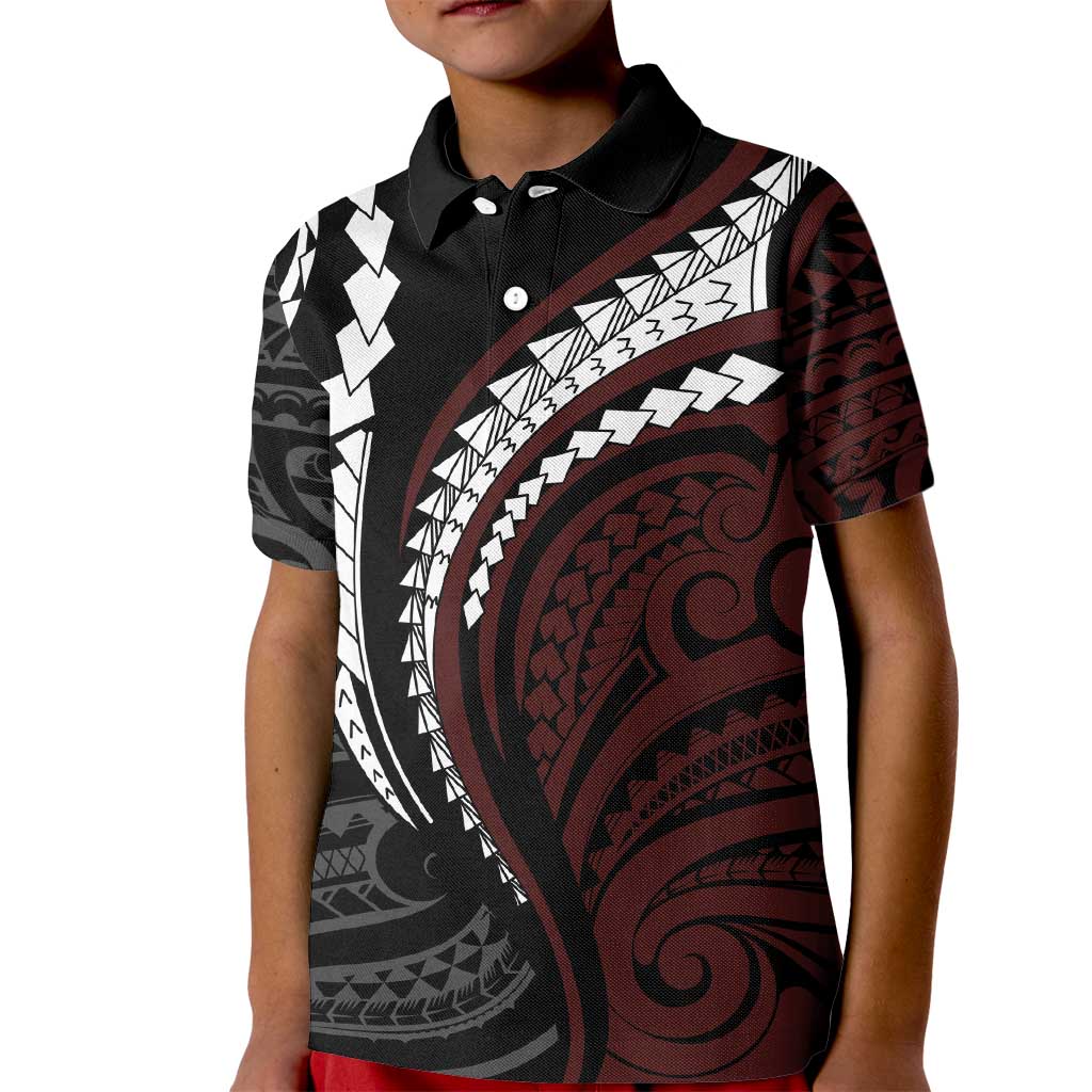 Polynesian Oxblood Line Art Tribal Tattoo Kid Polo Shirt LT9 Kid Beige - Polynesian Pride