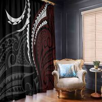 Polynesian Oxblood Line Art Tribal Tattoo Window Curtain