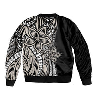 Polynesian Plumeria Floral Tattoo Pattern Bomber Jacket Beige Style