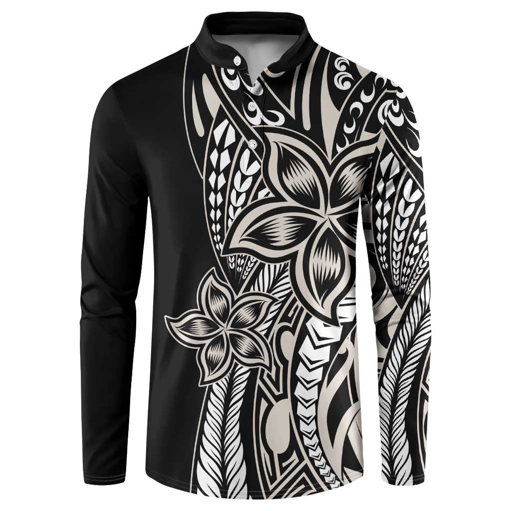 Polynesian Plumeria Floral Tattoo Pattern Button Sweatshirt Beige Style LT9 Beige - Polynesian Pride