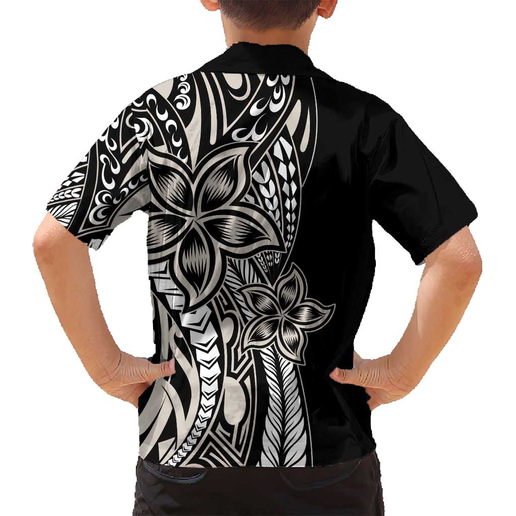 Polynesian Plumeria Floral Tattoo Pattern Family Matching Off Shoulder Maxi Dress and Hawaiian Shirt Beige Style LT9 - Polynesian Pride
