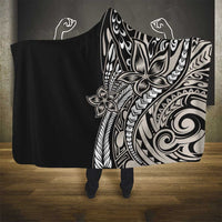 Polynesian Plumeria Floral Tattoo Pattern Hooded Blanket Beige Style