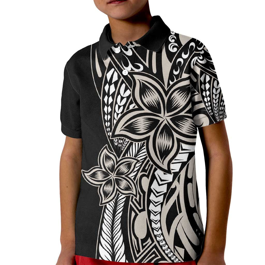 Polynesian Plumeria Floral Tattoo Pattern Kid Polo Shirt Beige Style LT9 Kid Beige - Polynesian Pride