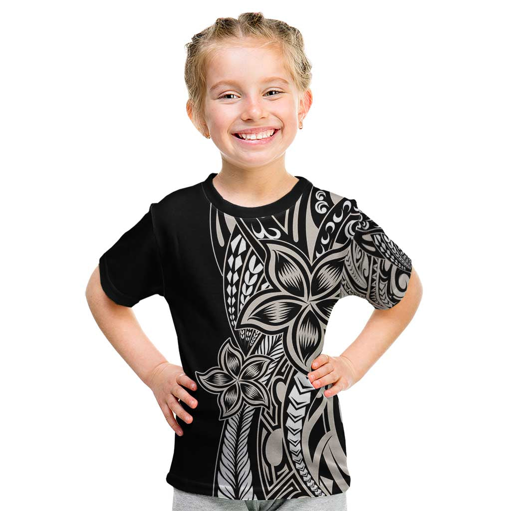 Polynesian Plumeria Floral Tattoo Pattern Kid T Shirt Beige Style LT9 Beige - Polynesian Pride