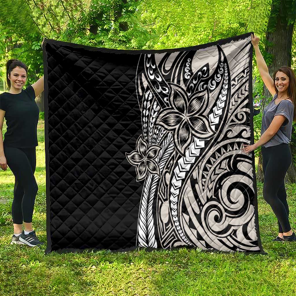 Polynesian Plumeria Floral Tattoo Pattern Quilt Beige Style LT9 - Polynesian Pride