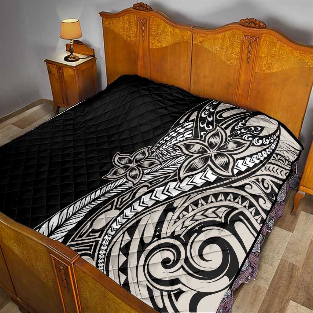 Polynesian Plumeria Floral Tattoo Pattern Quilt Beige Style LT9 - Polynesian Pride