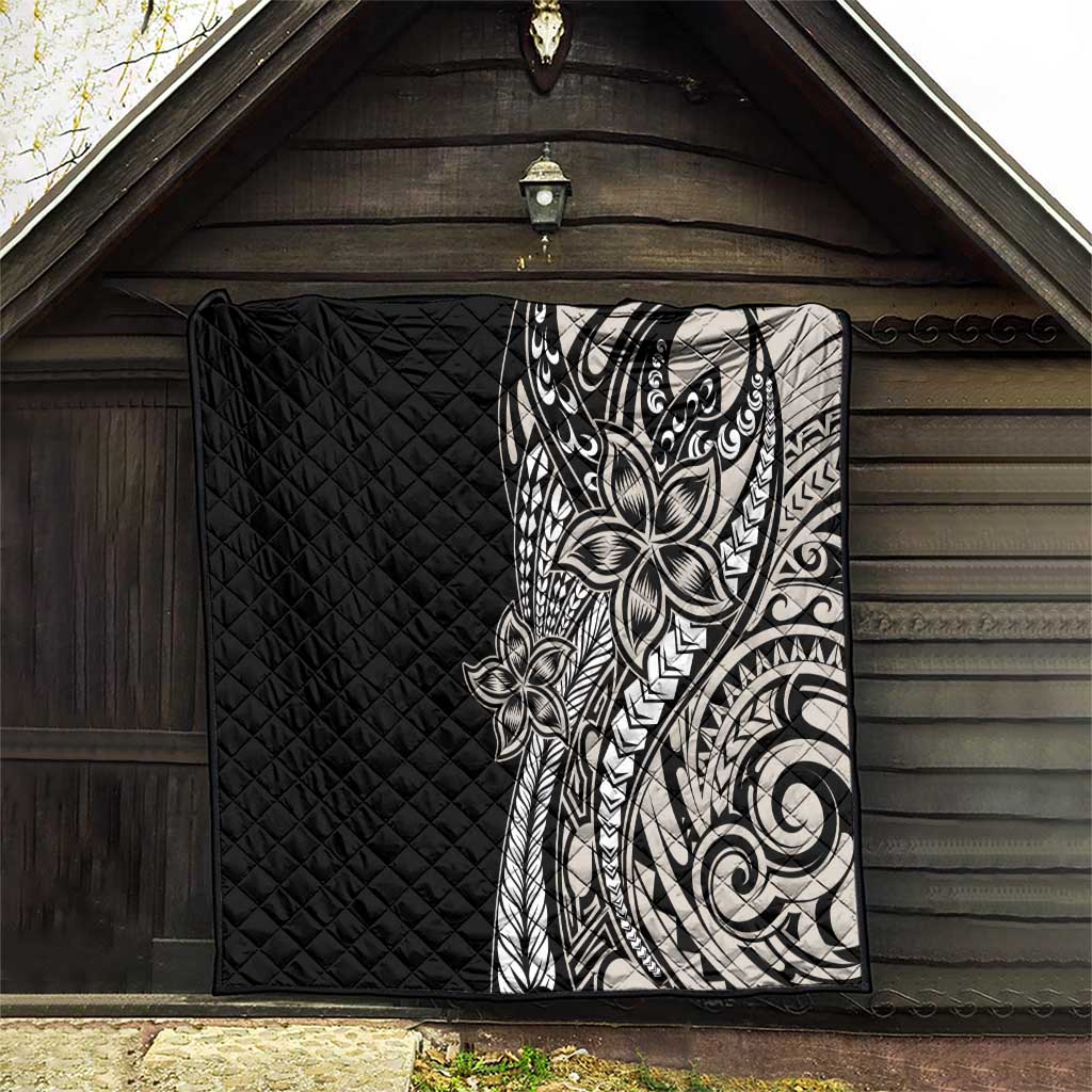 Polynesian Plumeria Floral Tattoo Pattern Quilt Beige Style LT9 - Polynesian Pride