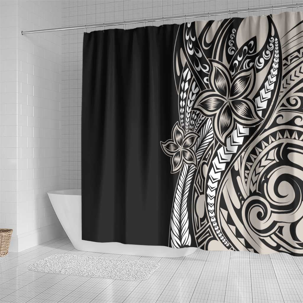 Polynesian Plumeria Floral Tattoo Pattern Shower Curtain Beige Style LT9 - Polynesian Pride