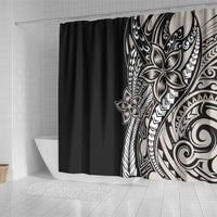 Polynesian Plumeria Floral Tattoo Pattern Shower Curtain Beige Style LT9 - Polynesian Pride