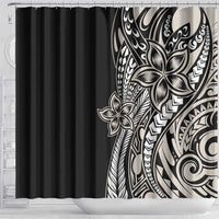 Polynesian Plumeria Floral Tattoo Pattern Shower Curtain Beige Style LT9 - Polynesian Pride