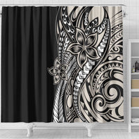 Polynesian Plumeria Floral Tattoo Pattern Shower Curtain Beige Style LT9 - Polynesian Pride