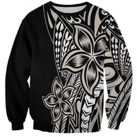 Polynesian Plumeria Floral Tattoo Pattern Sweatshirt Beige Style