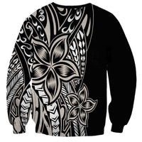 Polynesian Plumeria Floral Tattoo Pattern Sweatshirt Beige Style