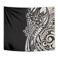 Polynesian Plumeria Floral Tattoo Pattern Tapestry Beige Style