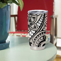 Polynesian Plumeria Floral Tattoo Pattern Tumbler Cup Beige Style
