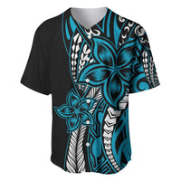 Polynesian Plumeria Floral Tattoo Pattern Baseball Jersey Blue Style LT9 Blue - Polynesian Pride