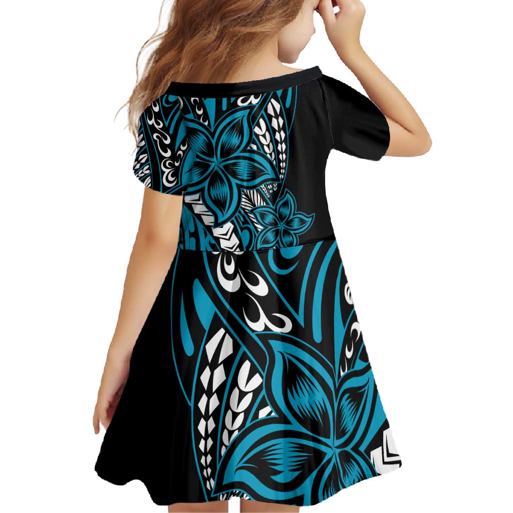 Polynesian Plumeria Floral Tattoo Pattern Family Matching Tank Maxi Dress and Hawaiian Shirt Blue Style LT9 - Polynesian Pride