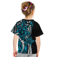 Polynesian Plumeria Floral Tattoo Pattern Kid T Shirt Blue Style LT9 - Polynesian Pride