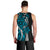 Polynesian Plumeria Floral Tattoo Pattern Men Tank Top Bllue Style