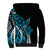 Polynesian Plumeria Floral Tattoo Pattern Sherpa Hoodie Bllue Style