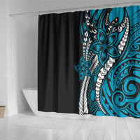 Polynesian Plumeria Floral Tattoo Pattern Shower Curtain Blue Style LT9 - Polynesian Pride