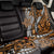 Polynesian Plumeria Floral Tattoo Pattern Back Car Seat Cover Gold Style