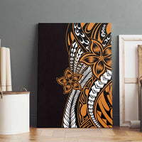 Polynesian Plumeria Floral Tattoo Pattern Canvas Wall Art Gold Style