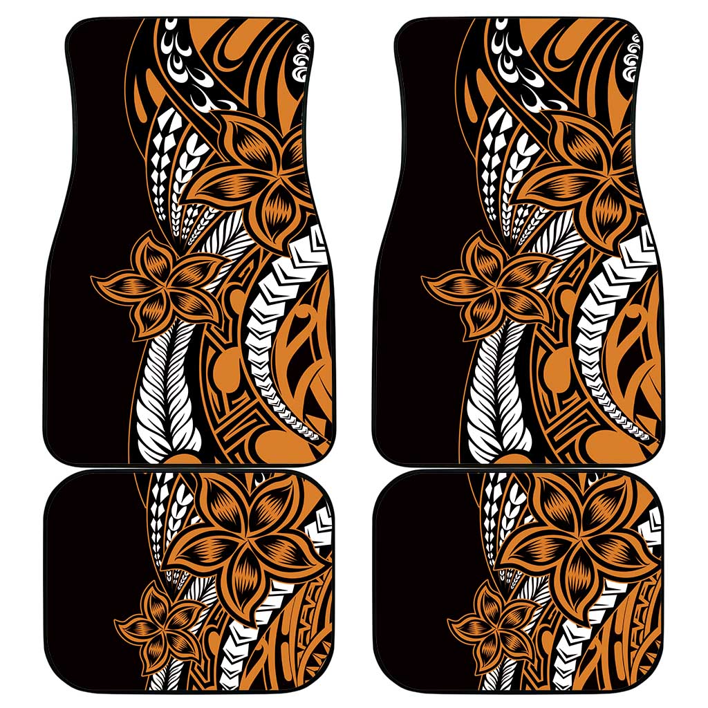 Polynesian Plumeria Floral Tattoo Pattern Car Mats Gold Style LT9 - Polynesian Pride