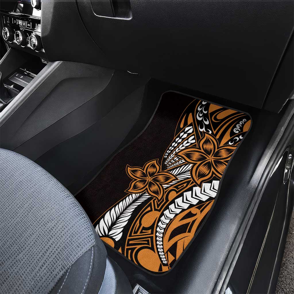 Polynesian Plumeria Floral Tattoo Pattern Car Mats Gold Style LT9 - Polynesian Pride