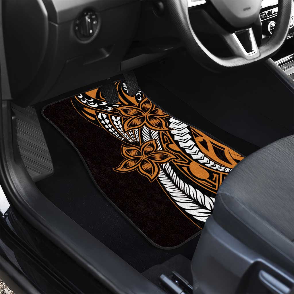 Polynesian Plumeria Floral Tattoo Pattern Car Mats Gold Style LT9 - Polynesian Pride