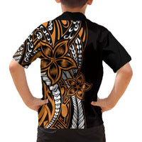 Polynesian Plumeria Floral Tattoo Pattern Family Matching Puletasi and Hawaiian Shirt Gold Style LT9 - Polynesian Pride