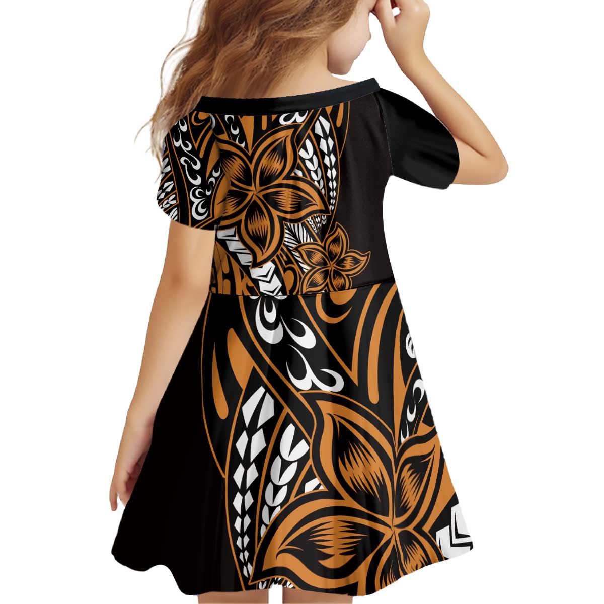 Polynesian Plumeria Floral Tattoo Pattern Family Matching Puletasi and Hawaiian Shirt Gold Style LT9 - Polynesian Pride