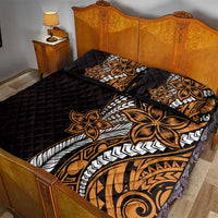 Polynesian Plumeria Floral Tattoo Pattern Quilt Bed Set Gold Style