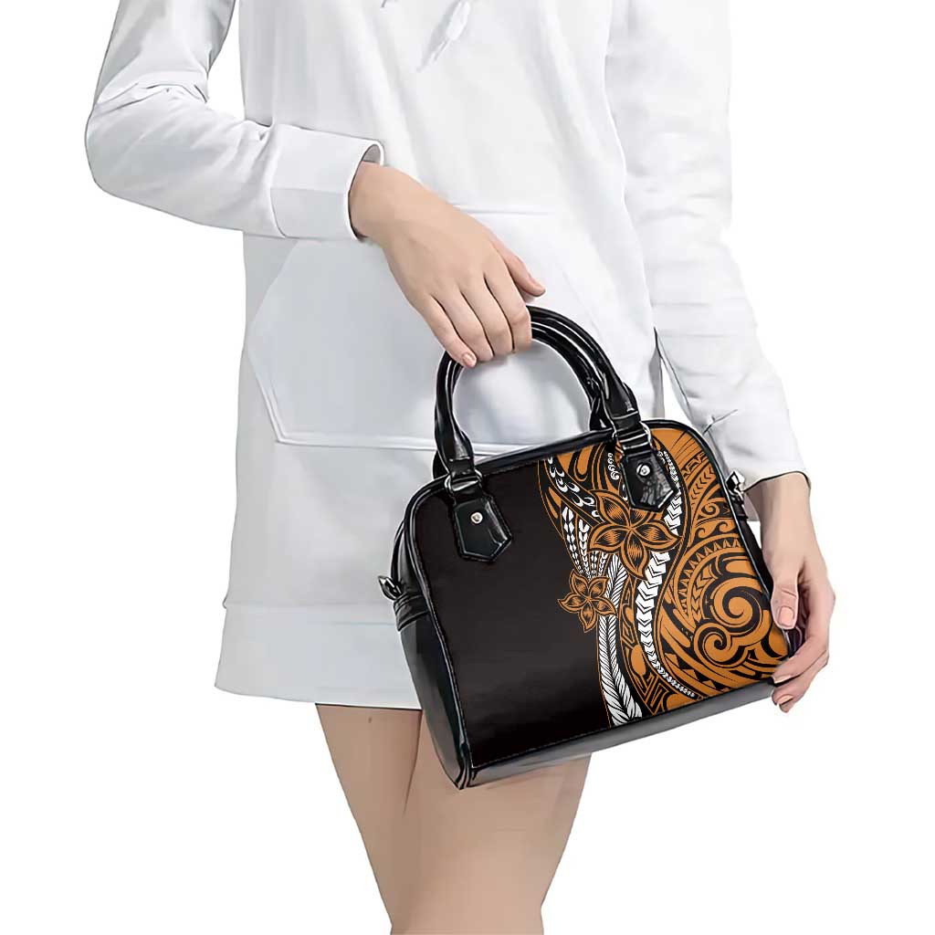 Polynesian Plumeria Floral Tattoo Pattern Shoulder Handbag Gold Style LT9 - Polynesian Pride