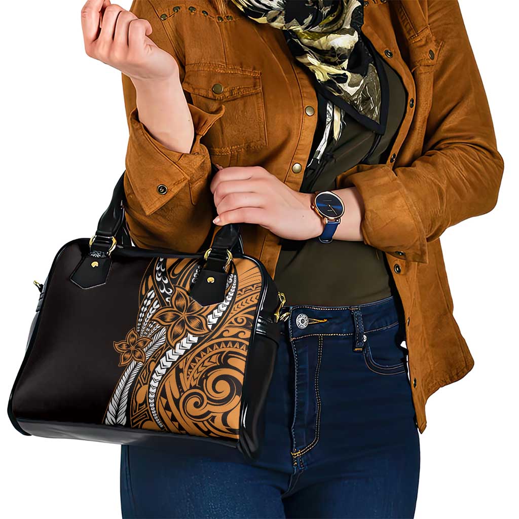 Polynesian Plumeria Floral Tattoo Pattern Shoulder Handbag Gold Style LT9 - Polynesian Pride