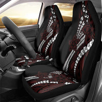 Polynesian Plumeria Floral Tattoo Pattern Car Seat Cover Oxblood Style