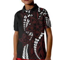 Polynesian Plumeria Floral Tattoo Pattern Kid Polo Shirt Oxblood Style LT9 Kid Oxblood - Polynesian Pride